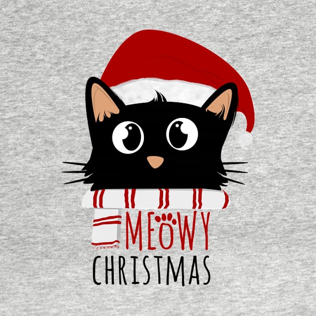 Meowy Christmas Cute Black Cat by Rishirt